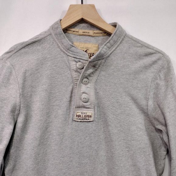 Vintage Hollister Embroidered Long Sleeve Henley Shirt Mens L Gray Retro 90s Y2K - Picture 2 of 12
